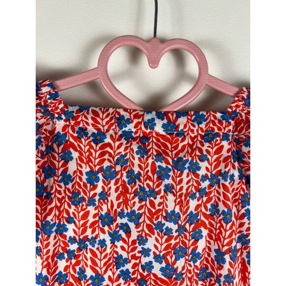 Girls Crewcuts Floral Sleeveless Dress With Ruffle Straps & Button Front Red & B - Picture 7 of 13